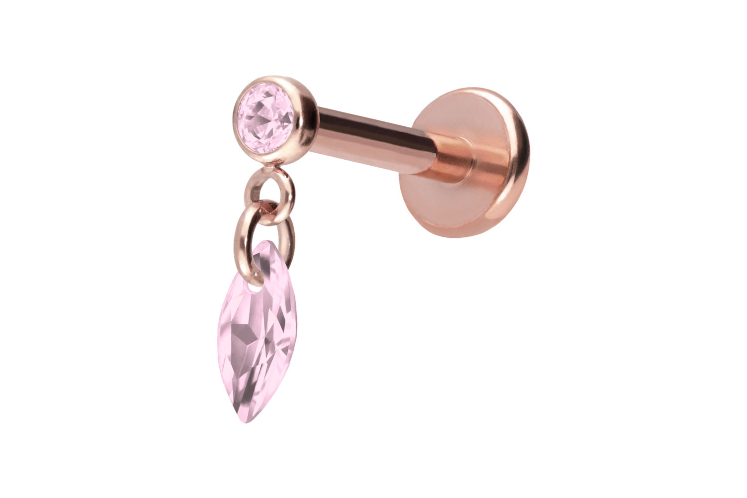 Titan Labret Piercing mit Push Fit KRISTALLOVAL